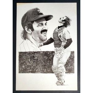 Thurmon Munson New York Yankees Great Rare Dan McKee 11x16 Art Print 1990s !